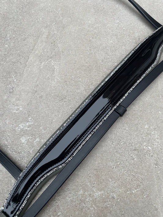 Neusriem Lak leer - Grijs onderlegd - Rocktrim Zilver