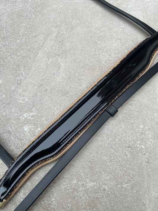 Neusriem Lak leer - Crème onderlegd - Rocktrim Goud