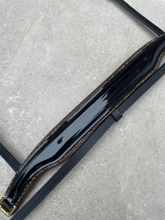 Neusriem Lak leer - Bruin onderlegd - Rocktrim Goud