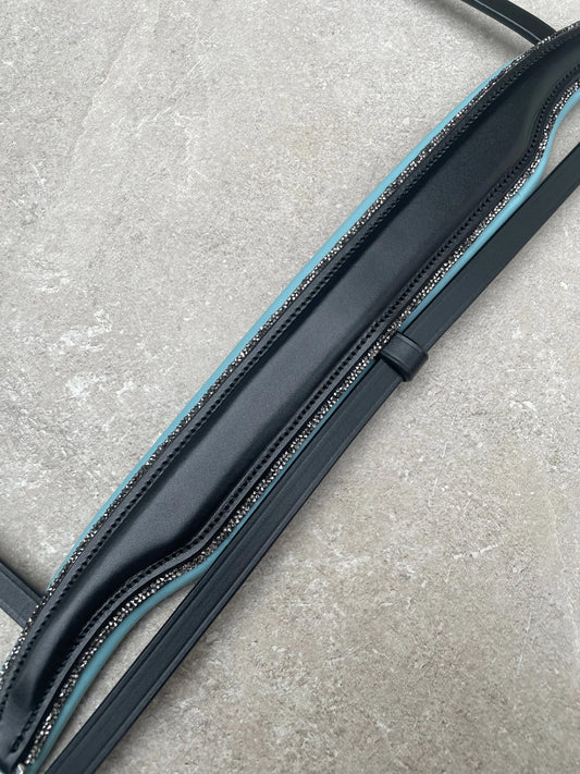 Neusriem Lak leer - Lichtblauw onderlegd - Rocktrim Antraciet